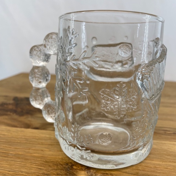 Luminarc USA Clear Glass 3D Christmas Holiday Snowman Santa 2 Mugs VINTAGE - Picture 3 of 10